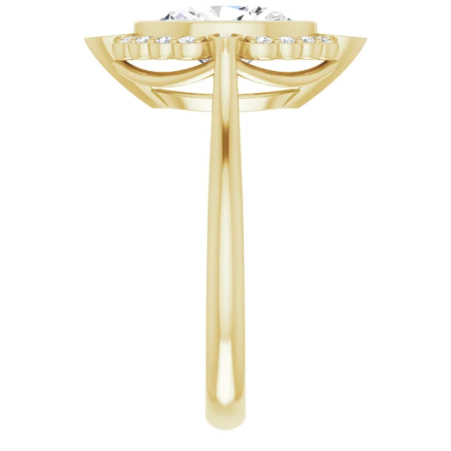 Yellow Gold Oval Engagement Ring With Halo