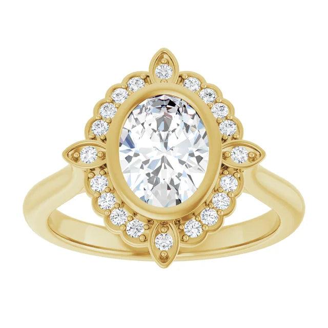 Yellow Gold Oval Engagement Ring With Halo