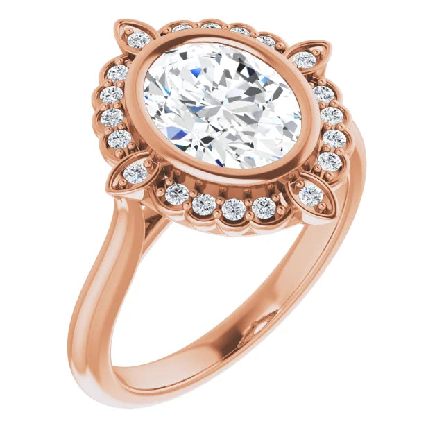 Rose Gold Oval Engagement Ring With Halo