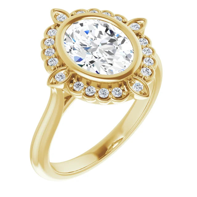 Yellow Gold Oval Engagement Ring With Halo