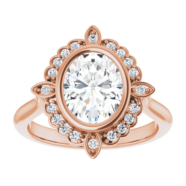 Rose Gold Oval Engagement Ring With Halo