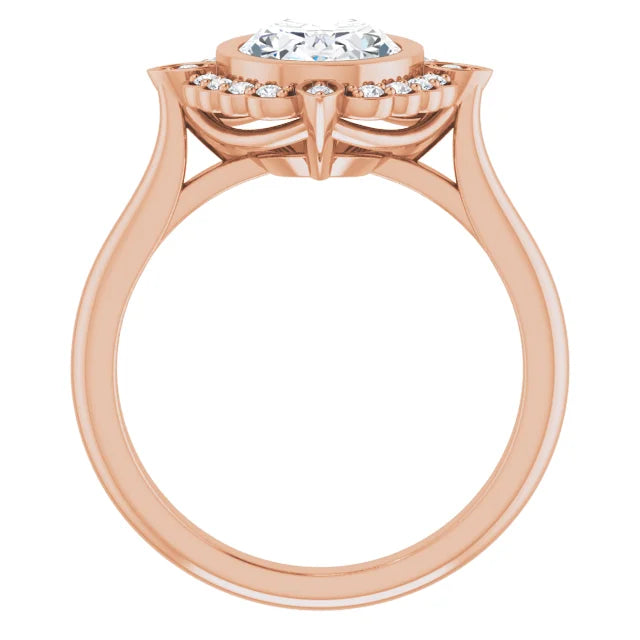 Rose Gold Oval Engagement Ring With Halo