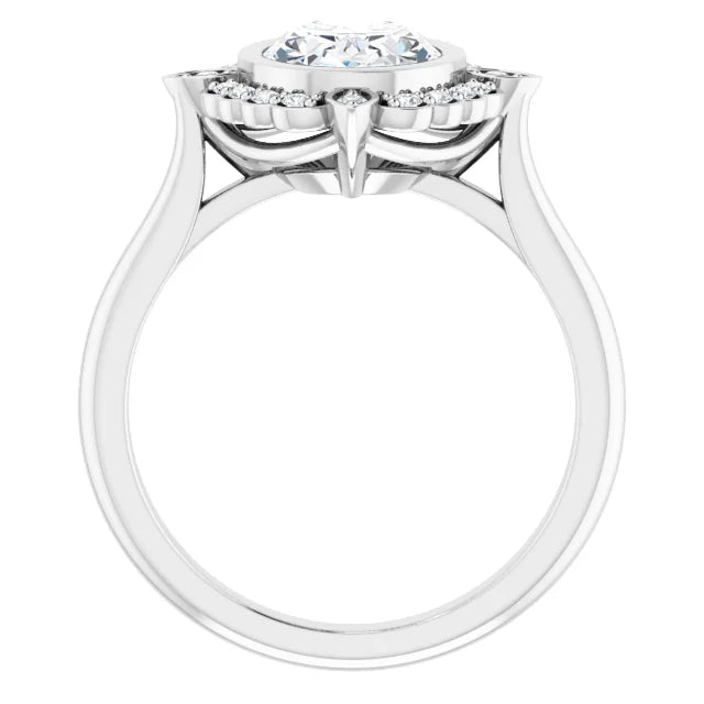 White Gold Oval Engagement Ring With Halo