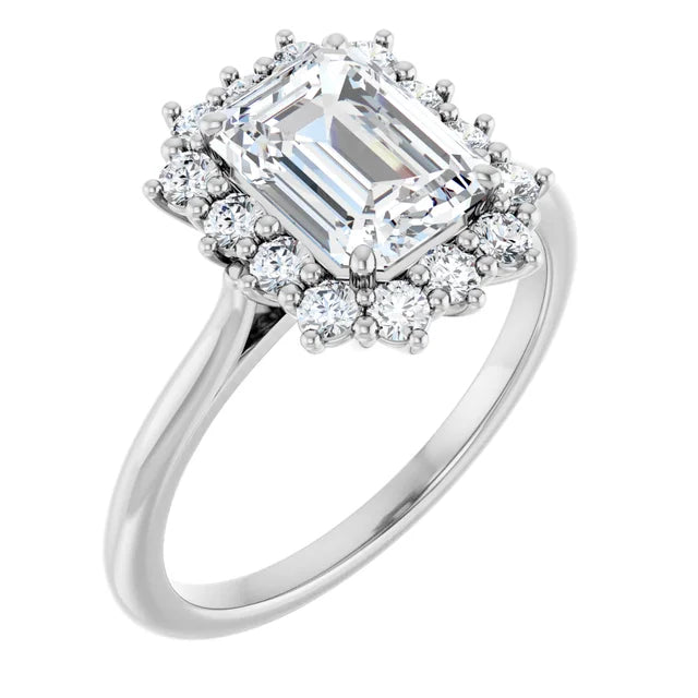 White Gold Emerald Engagement Ring