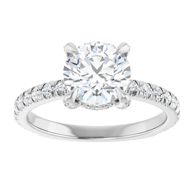 White Gold Round Engagement Ring With Hidden Halo