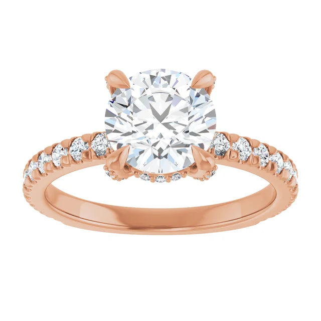 Rose Gold Round Engagement Ring With Hidden Halo