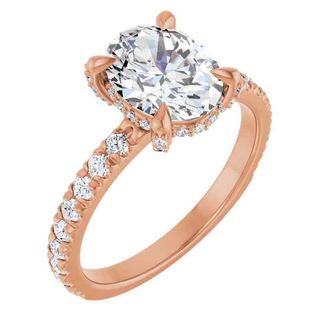 Rose Gold Oval Engagement Ring With Hidden Halo