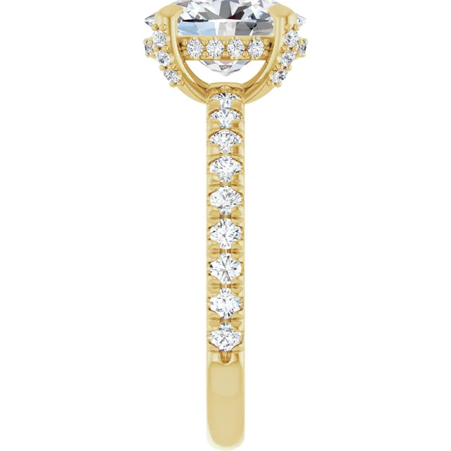 Yellow Gold Oval Engagement Ring With Hidden Halo