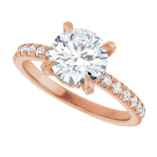 Rose Gold Round Engagement Ring With Hidden Halo