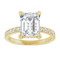 Yellow Gold Emerald Cut Engagement Ring With Hidden Halo
