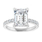 White Gold Emerald Cut Engagement Ring With Hidden Halo