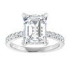 White Gold Emerald Cut Engagement Ring With Hidden Halo