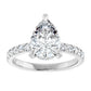 White Gold Pear Cut Engagement Ring With Hidden Halo