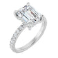 White Gold Emerald Cut Engagement Ring With Hidden Halo