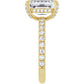 Yellow Gold Emerald Cut Engagement Ring With Hidden Halo