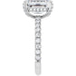 White Gold Emerald Cut Engagement Ring With Hidden Halo