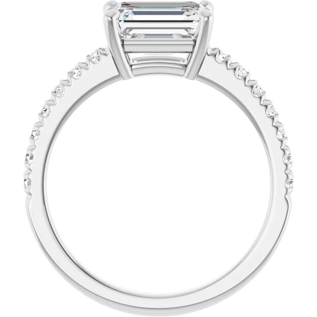 White Gold Emerald Engagement Ring