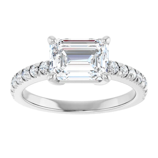 White Gold Emerald Engagement Ring