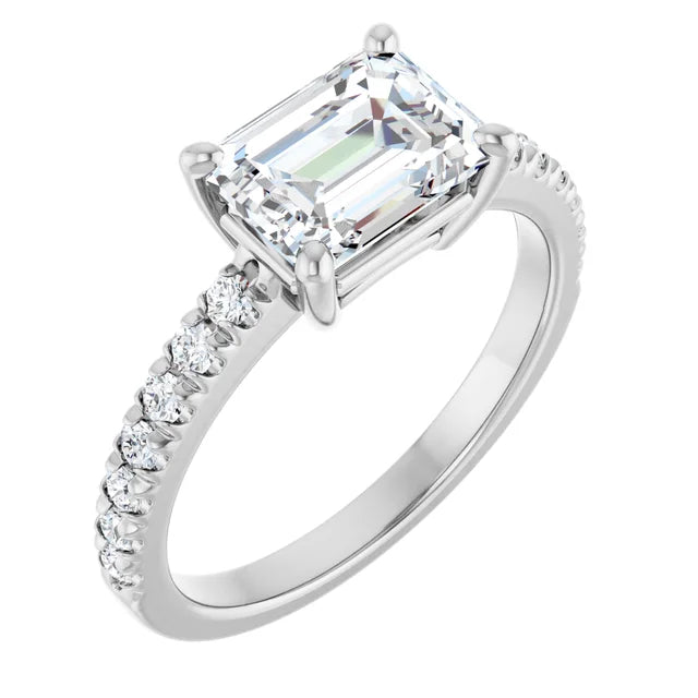 White Gold Emerald Engagement Ring