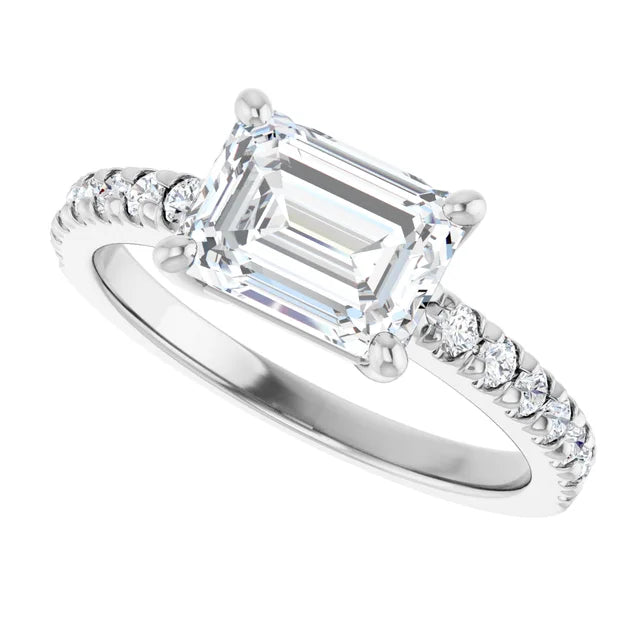 White Gold Emerald Engagement Ring