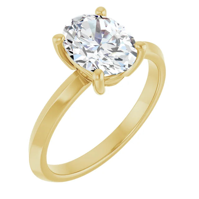 Yellow Gold Oval Solitaire Engagement Ring