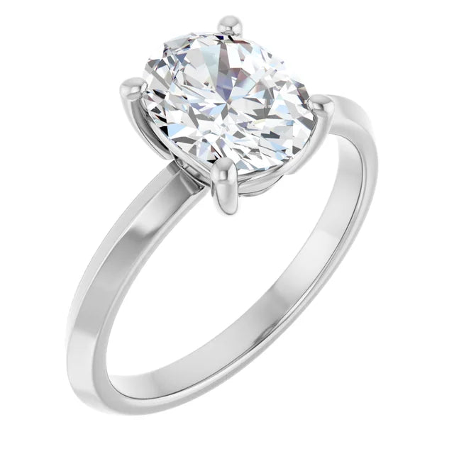 White Gold Oval Solitaire Engagement Ring