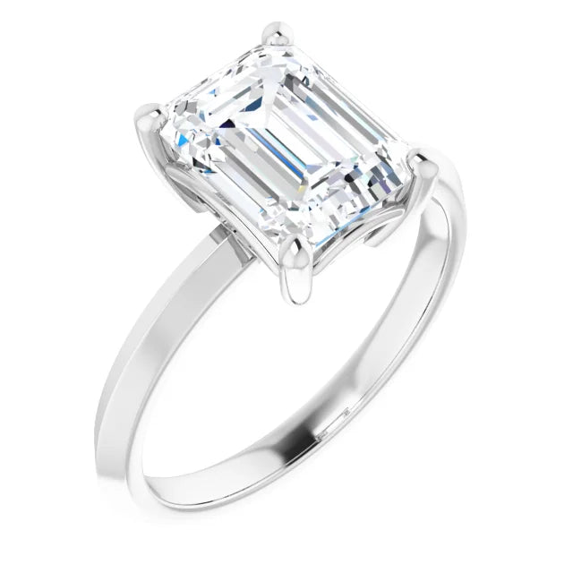 White Gold Emerald Cut Solitaire Engagement Ring