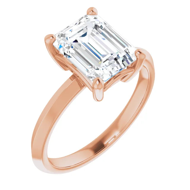Rose Gold Emerald Cut Solitaire Engagement Ring