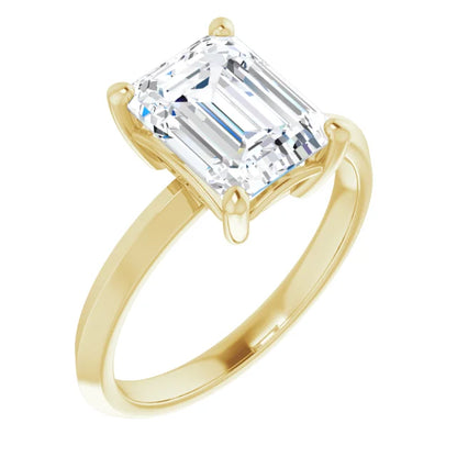 Yellow Gold Emerald Cut Solitaire Engagement Ring