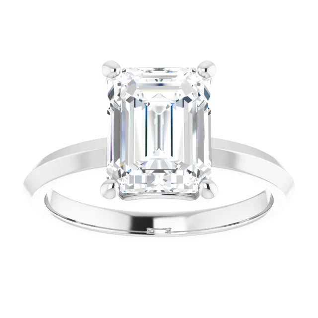 White Gold Emerald Cut Solitaire Engagement Ring