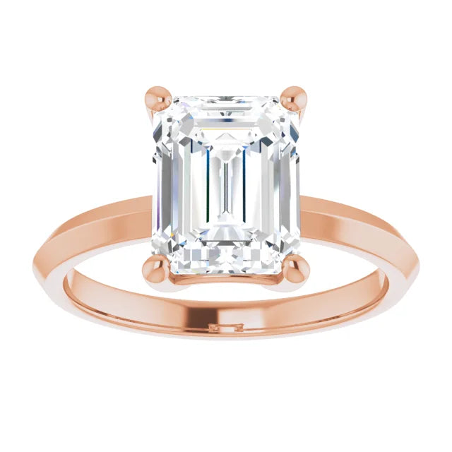Rose Gold Emerald Cut Solitaire Engagement Ring