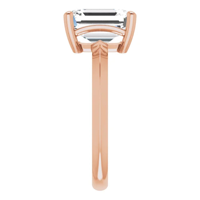 Rose Gold Emerald Cut Solitaire Engagement Ring