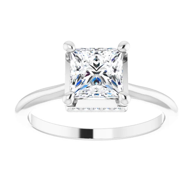 White Gold Square Engagement Ring-1