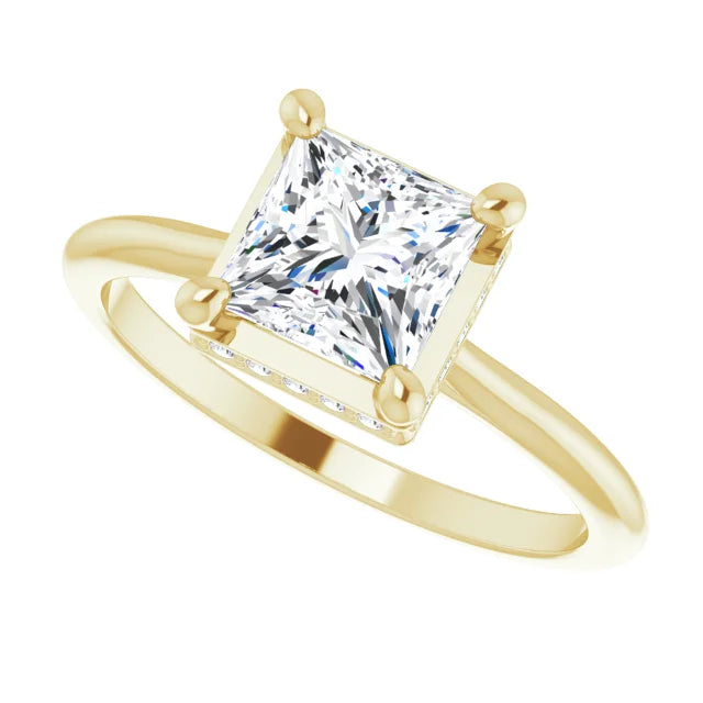 Yellow Gold Square Engagement Ring