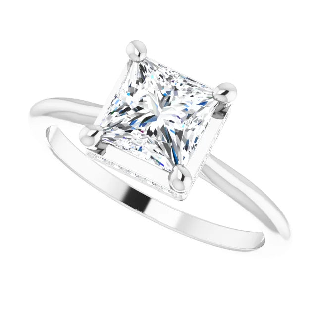 White Gold Square Engagement Ring-1