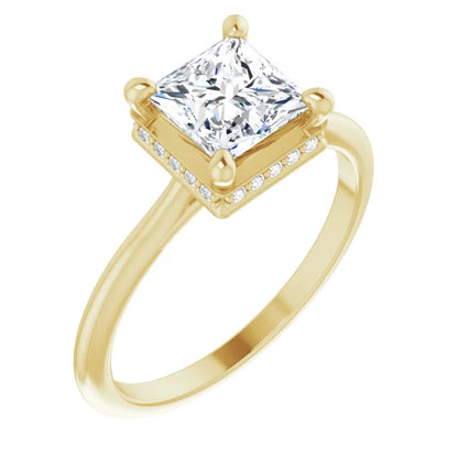 Yellow Gold Square Engagement Ring