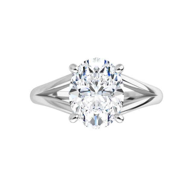 White Gold Oval Solitaire Engagement Ring