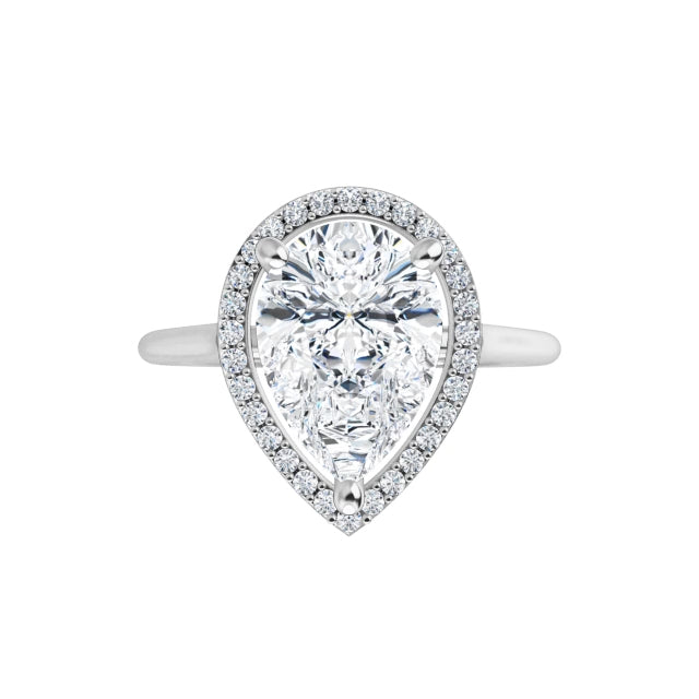 White Gold Pear Engagement Ring with Halo