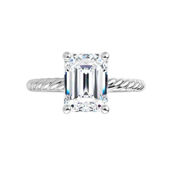 White Gold Emerald Solitaire Engagement Ring