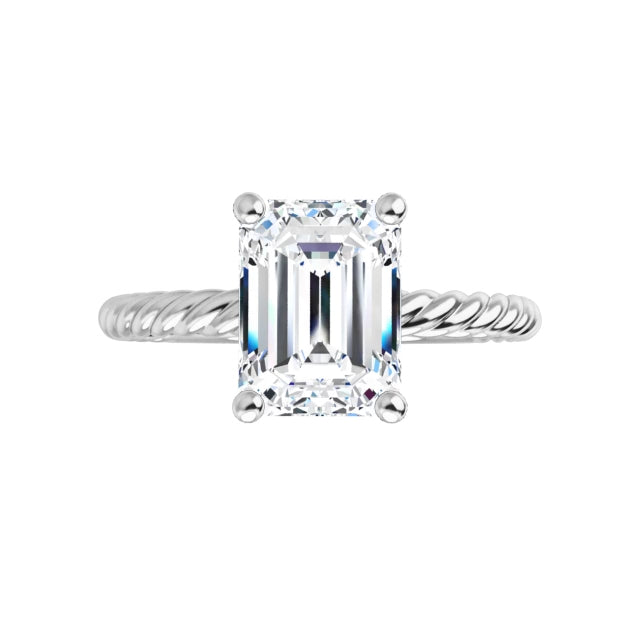 White Gold Emerald Solitaire Engagement Ring