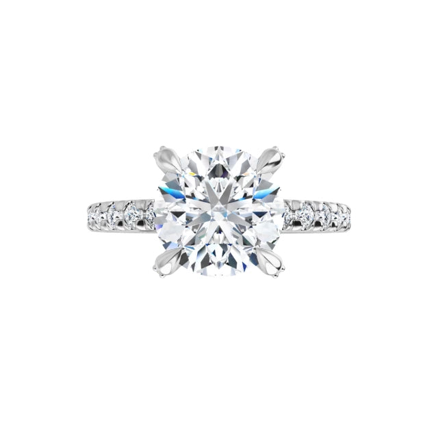 White Gold Round Engagement Ring With Hidden Halo