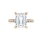 Rose Gold Emerald Cut Engagement Ring With Hidden Halo