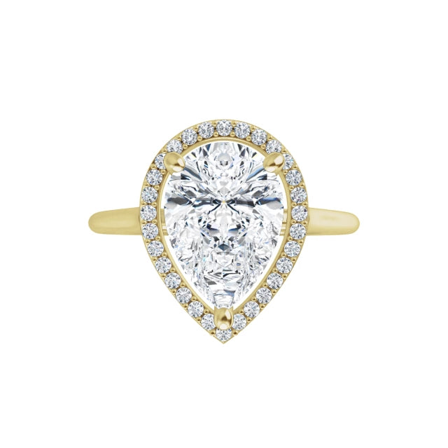 White Gold Pear Engagement Ring with Halo