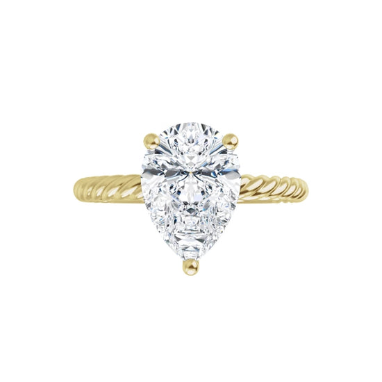 Yellow Gold Pear Solitaire Engagement Ring