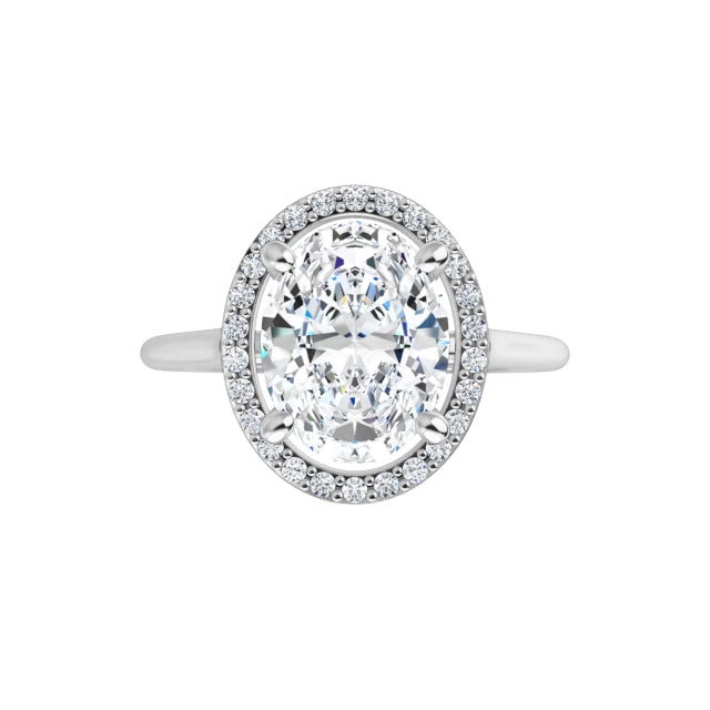 White Gold Oval Engagement Ring with Halo
