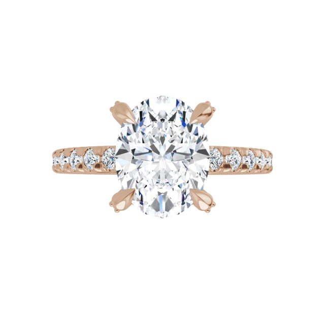 Rose Gold Oval Engagement Ring With Hidden Halo