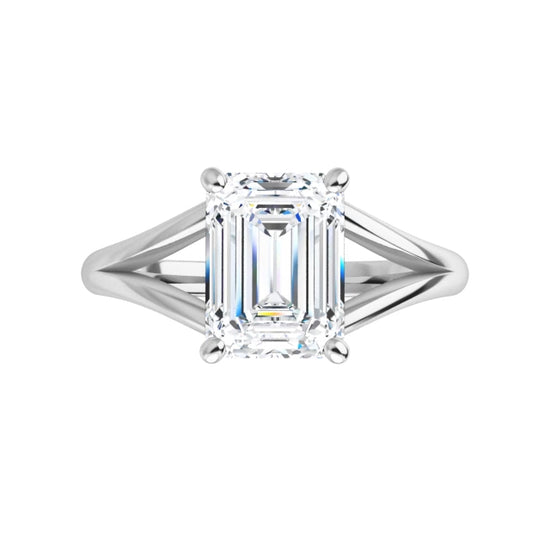 White Gold Emerald Cut Solitaire Engagement Ring
