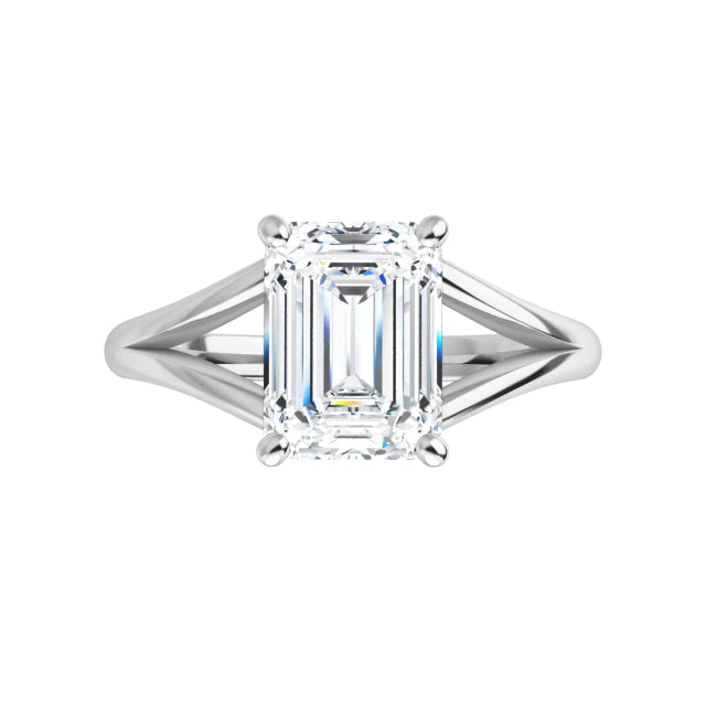 White Gold Emerald Cut Solitaire Engagement Ring