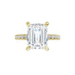 Yellow Gold Emerald Cut Engagement Ring With Hidden Halo
