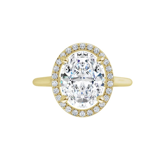 Yellow Gold Oval Engagement Ring with Halo